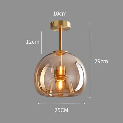 Retro Copper Glass Modern Ceiling Lights
