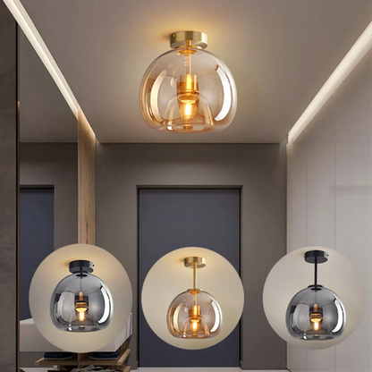 Retro Copper Glass Modern Ceiling Lights