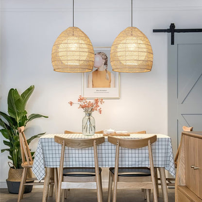 Vintage Rattan Handwoven Basket Lamp Fixtures