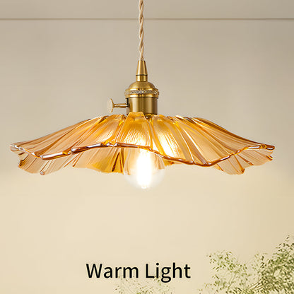 Retro Flower Shape Glass Pendant Light For Dining Room