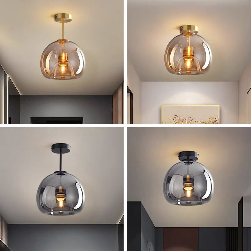 Retro Copper Glass Modern Ceiling Lights