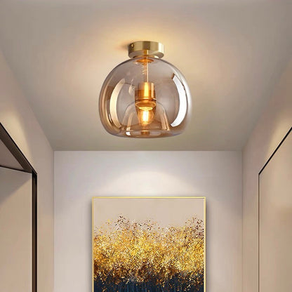Retro Copper Glass Modern Ceiling Lights