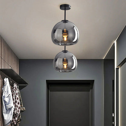 Retro Copper Glass Modern Ceiling Lights