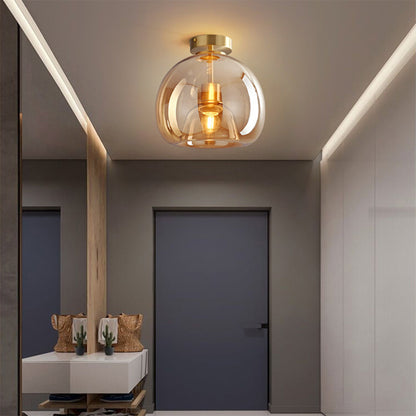 Retro Copper Glass Modern Ceiling Lights